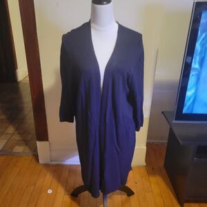 Lane Bryant 3/4 Sleeve Long Cardigan Sweater Navy Size 18 - 20